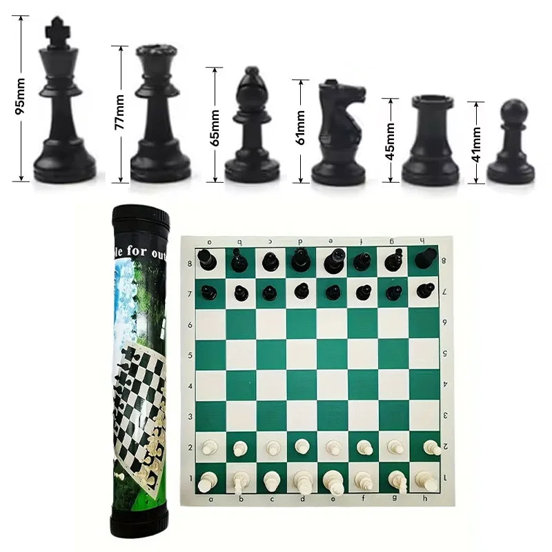 65/75/95mm Chess Pieces Set with Carrying Case Adult Children Chess Intellectual Toys Plastic Chess Championship Strategy Game