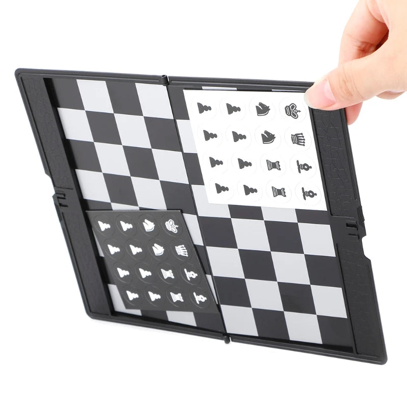 Magnetic Travel Foldable Chess Wallet Set 7.9-Inch Portable Travel Size Pocket International Chess Set Board Checkers  Plane
