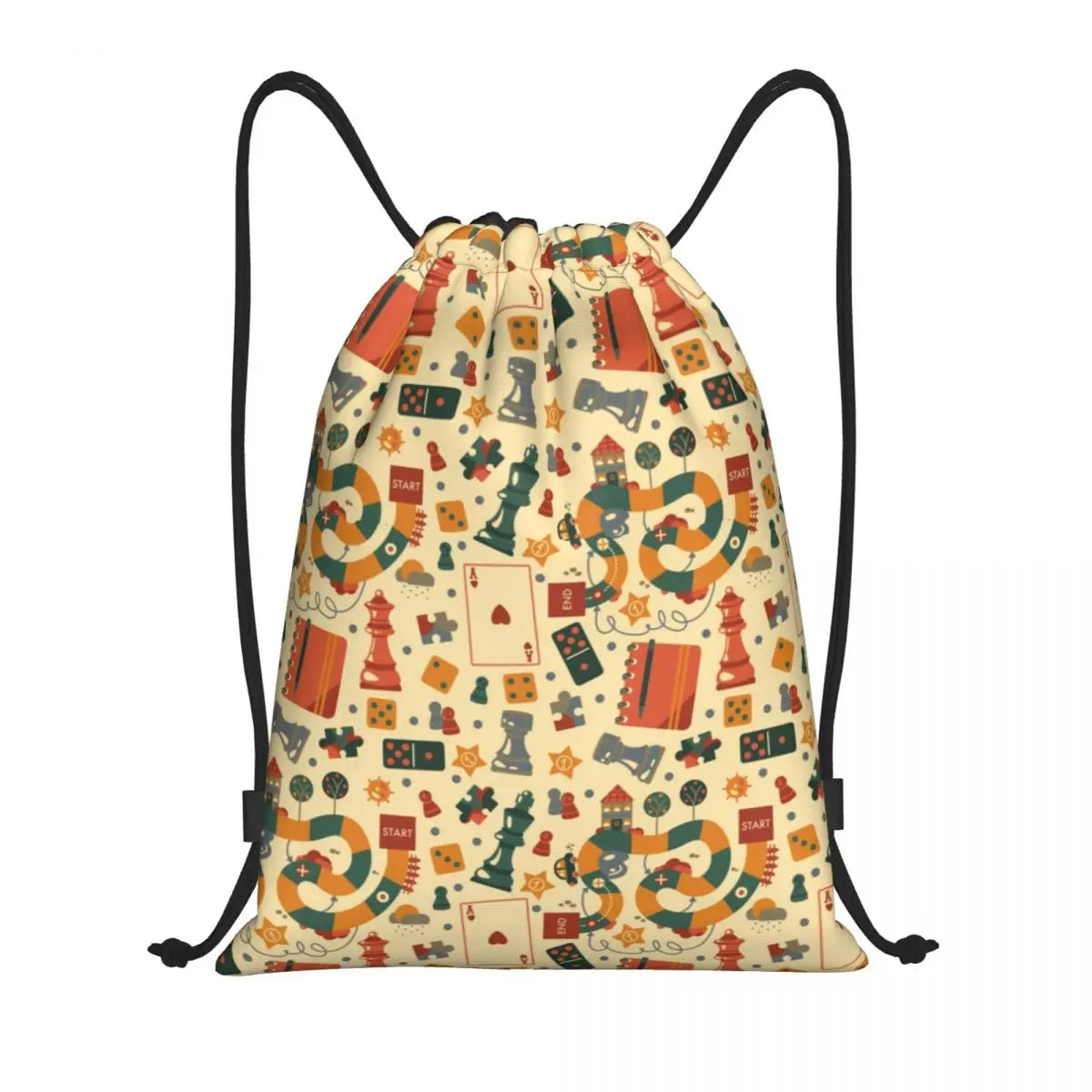 Custom Fashion Chess Drawstring Bags Women Men Lightweight Chessboard Game Sports Gym Storage Backpack