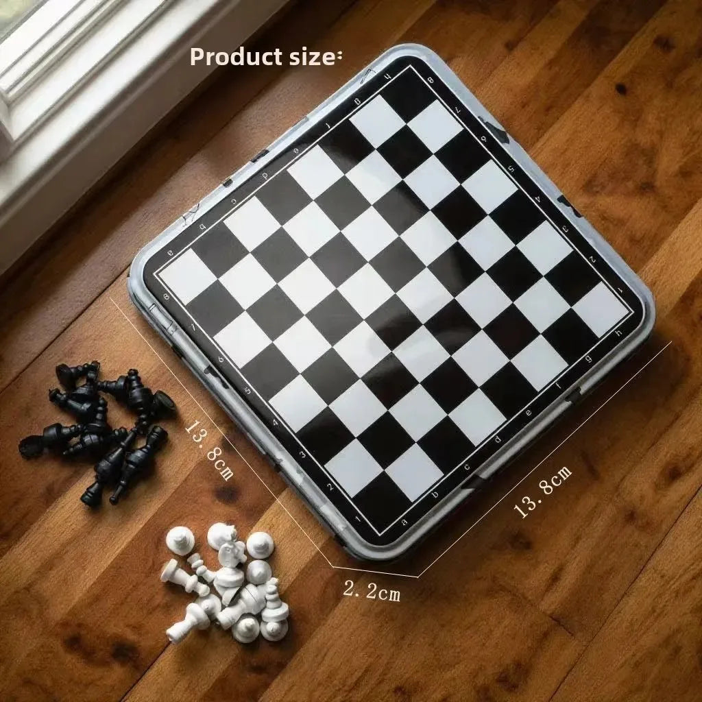 Portable Mini Chess Game Chess Board Game Magnetic Chess Student Entertainment Game for Outdoor Indoor Party Chiritsmas Gifts