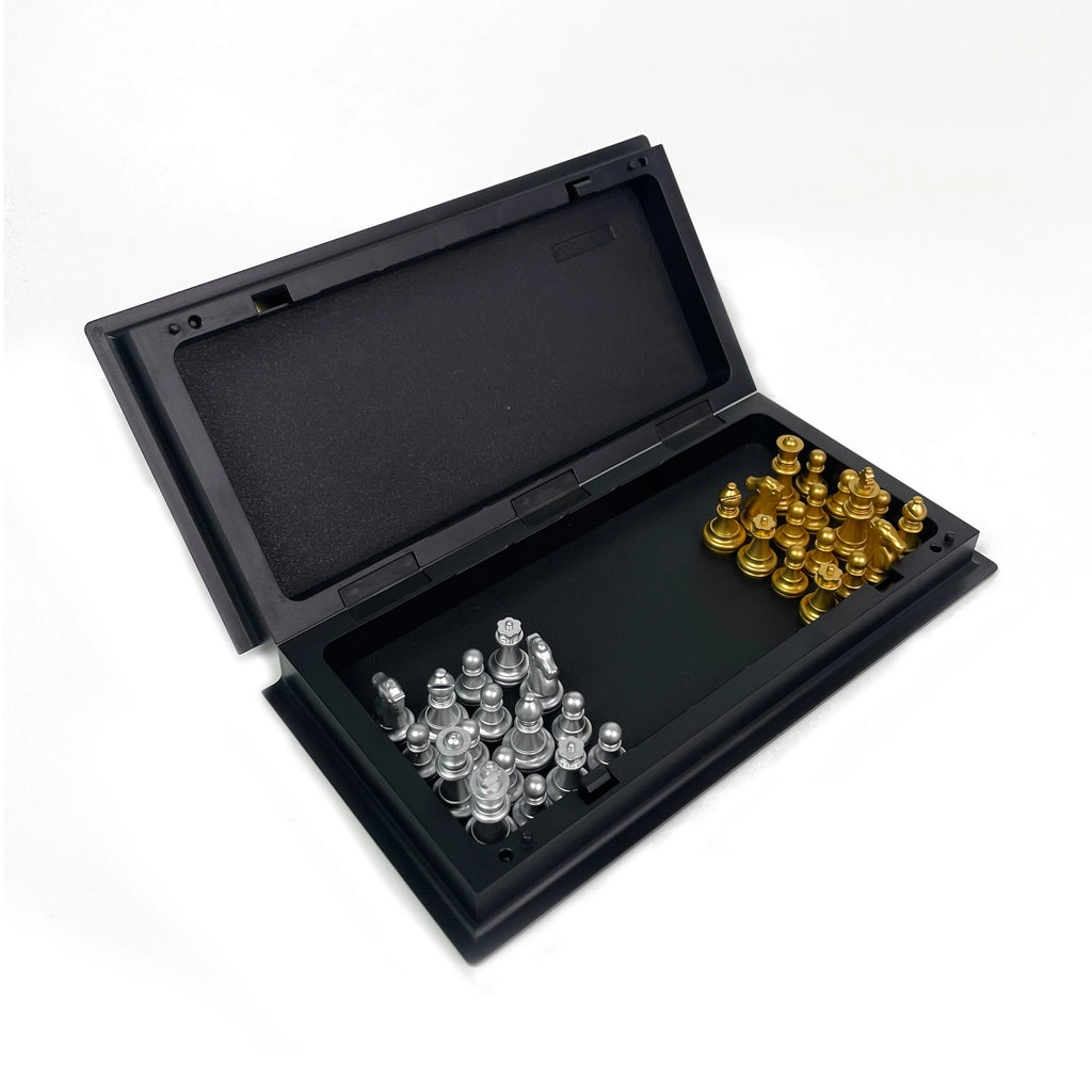 Foldable Magnetic Chess Board Game Gold Silver Chess Set Portable Plastic Travel Competition Board Game with Board