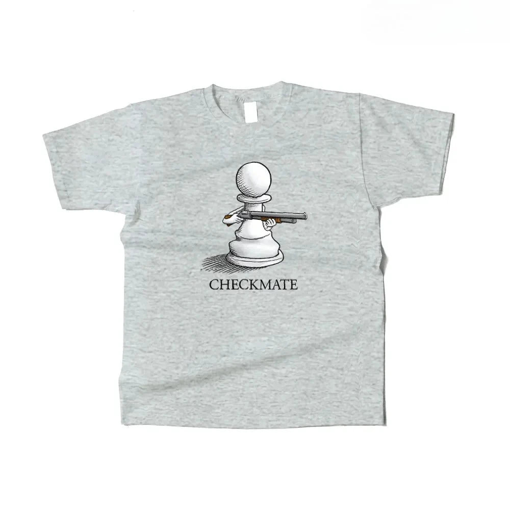 Humorous T-shirt with Chess Pattern, Casual Street Style Women Clothing Fashion Summer Streetwear Graphic T Shirts Personality
