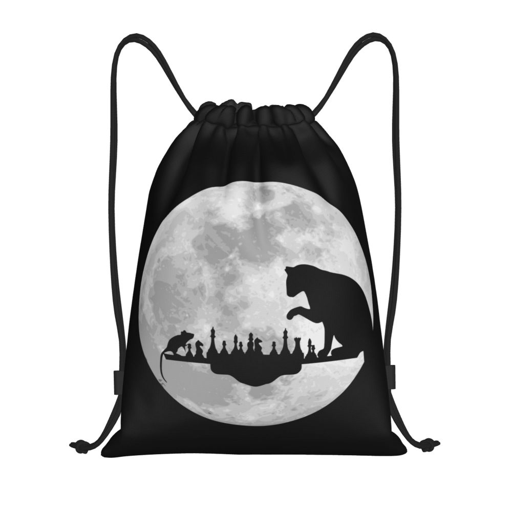 Custom Fashion Chess Drawstring Bags Women Men Lightweight Chessboard Game Sports Gym Storage Backpack
