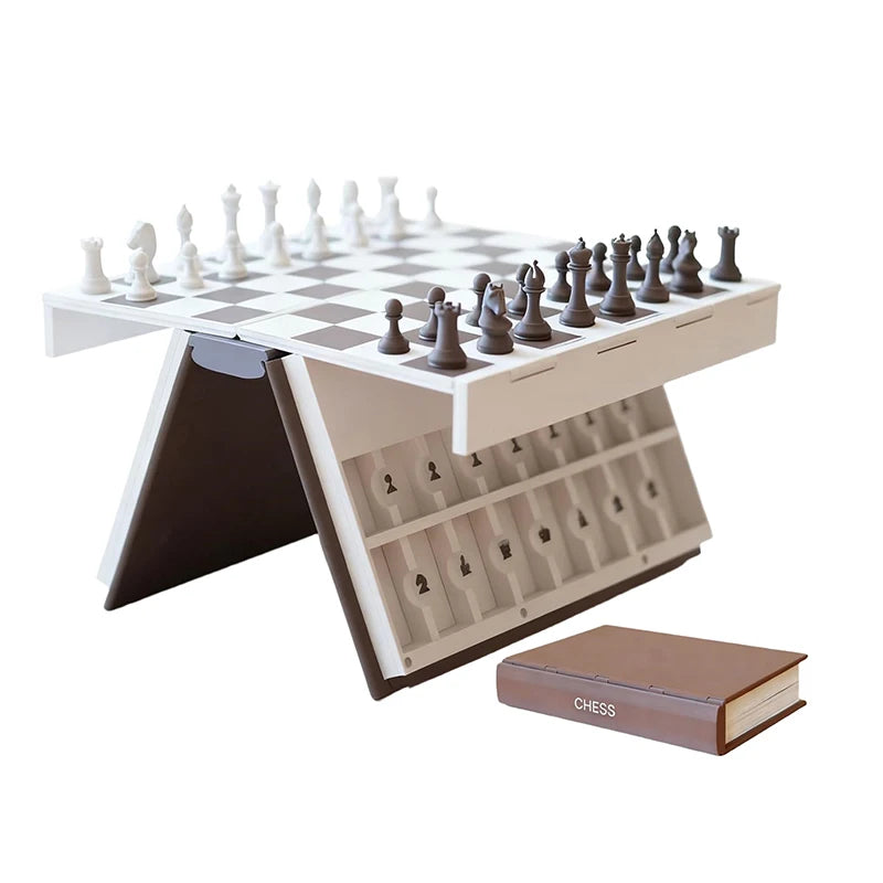 3D Printed Chess Book, Chess Set With Storage Books Design Folding Board Game For Adults Portable Compact Game Set