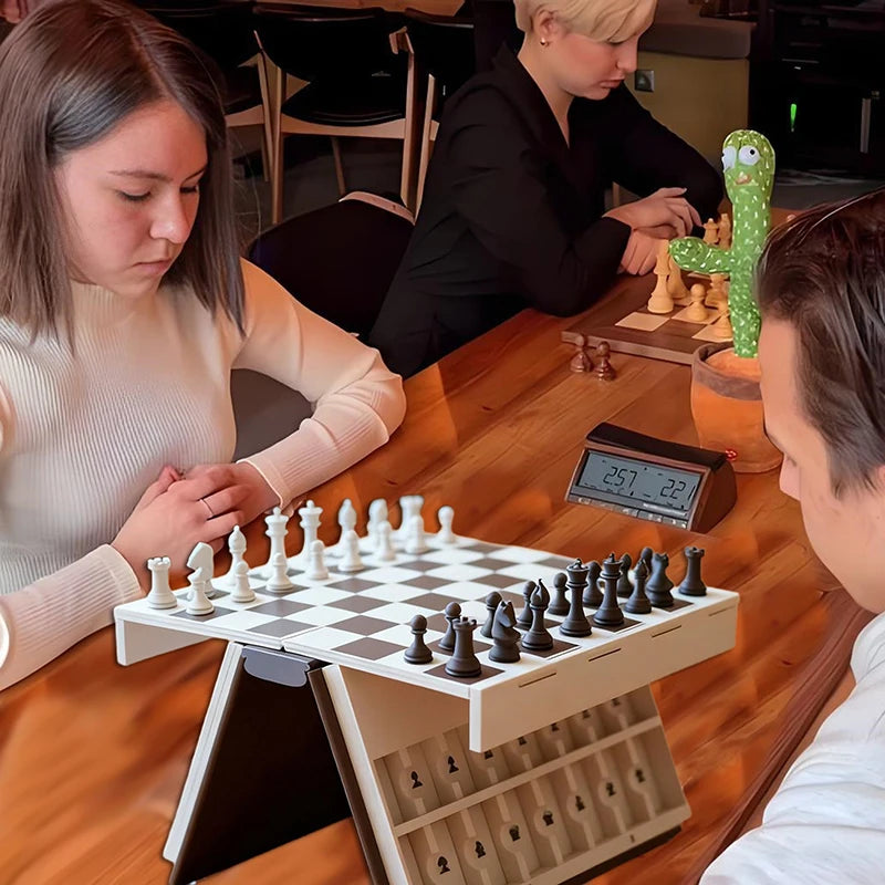 3D Printed Chess Book, Chess Set With Storage Books Design Folding Board Game For Adults Portable Compact Game Set