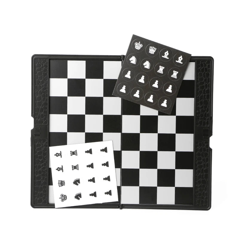 Magnetic Travel Foldable Chess Wallet Set 7.9-Inch Portable Travel Size Pocket International Chess Set Board Checkers  Plane