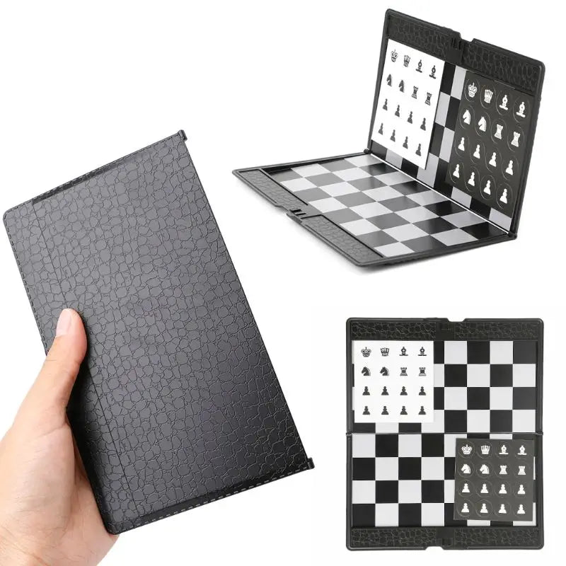 Magnetic Travel Foldable Chess Wallet Set 7.9-Inch Portable Travel Size Pocket International Chess Set Board Checkers  Plane