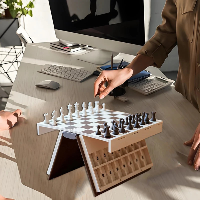 3D Printed Chess Book, Chess Set With Storage Books Design Folding Board Game For Adults Portable Compact Game Set