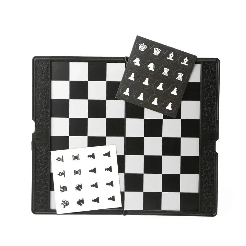 Magnetic Travel Foldable Chess Wallet Set 7.9-Inch Portable Travel Size Pocket International Chess Set Board Checkers  Plane