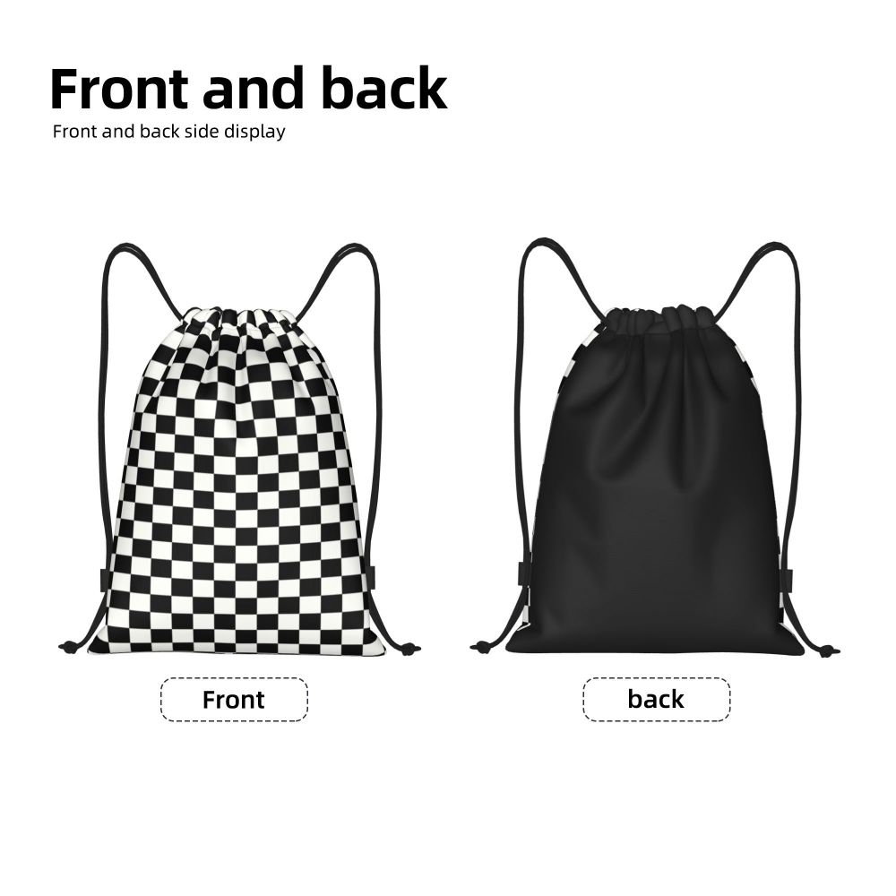 Custom Fashion Chess Drawstring Bags Women Men Lightweight Chessboard Game Sports Gym Storage Backpack