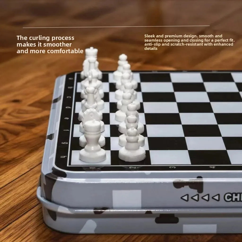 Portable Mini Chess Game Chess Board Game Magnetic Chess Student Entertainment Game for Outdoor Indoor Party Chiritsmas Gifts