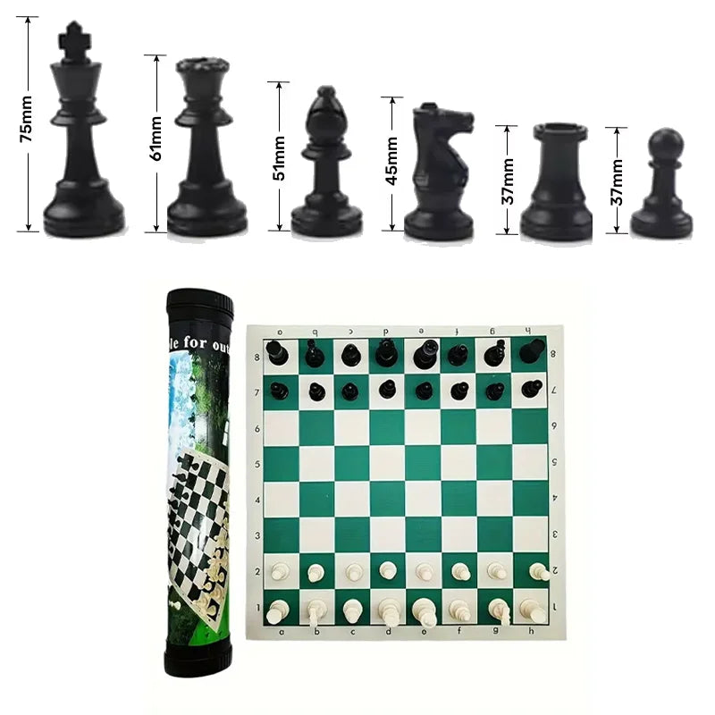 65/75/95mm Chess Pieces Set with Carrying Case Adult Children Chess Intellectual Toys Plastic Chess Championship Strategy Game