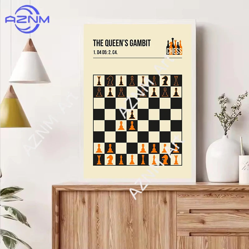 Vintage International Chess Canvas Poster Game Wall Art Picture for Living Room Bedroom Playroom Bar Club Modern Home Decor Gift