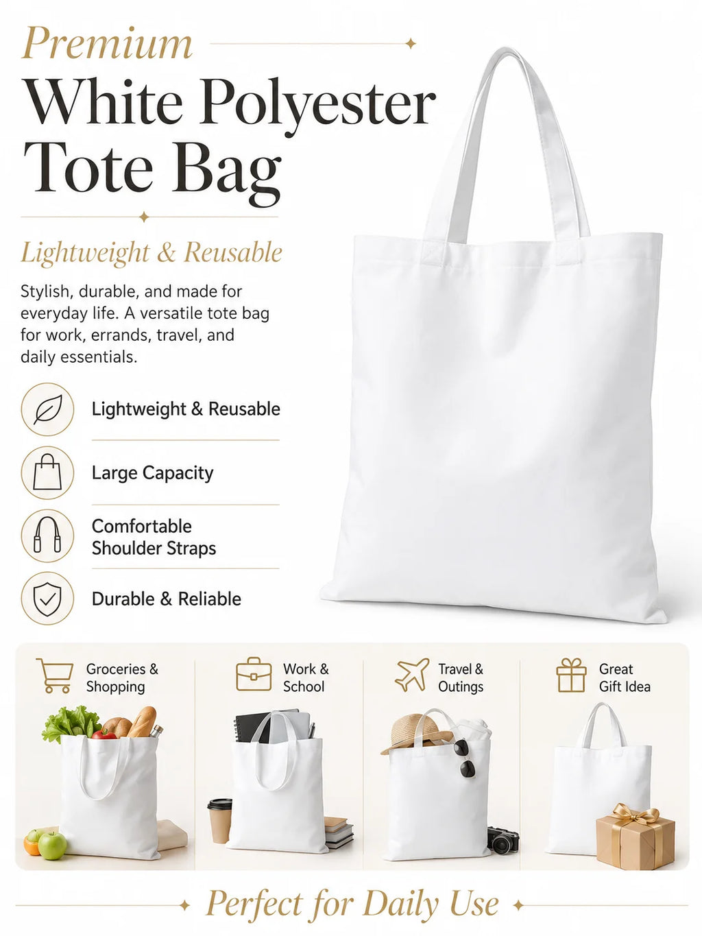Checkerboard Checkered Board Storage Bags Washable Reversible Shopping Bag with White Handles, for Daily School & Market Use