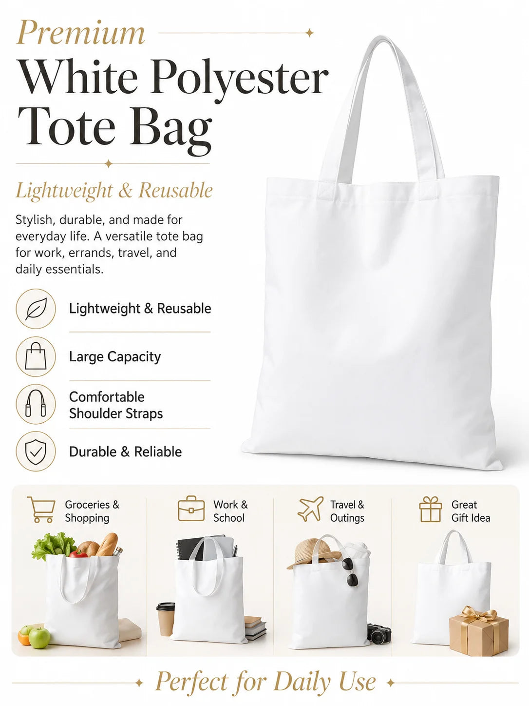 Checkerboard Checkered Board Storage Bags Washable Reversible Shopping Bag with White Handles, for Daily School & Market Use