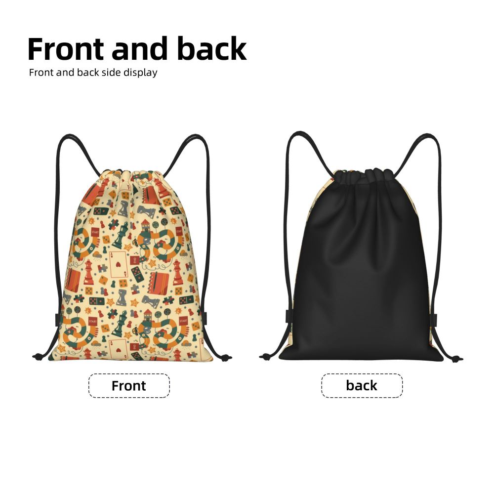 Custom Fashion Chess Drawstring Bags Women Men Lightweight Chessboard Game Sports Gym Storage Backpack