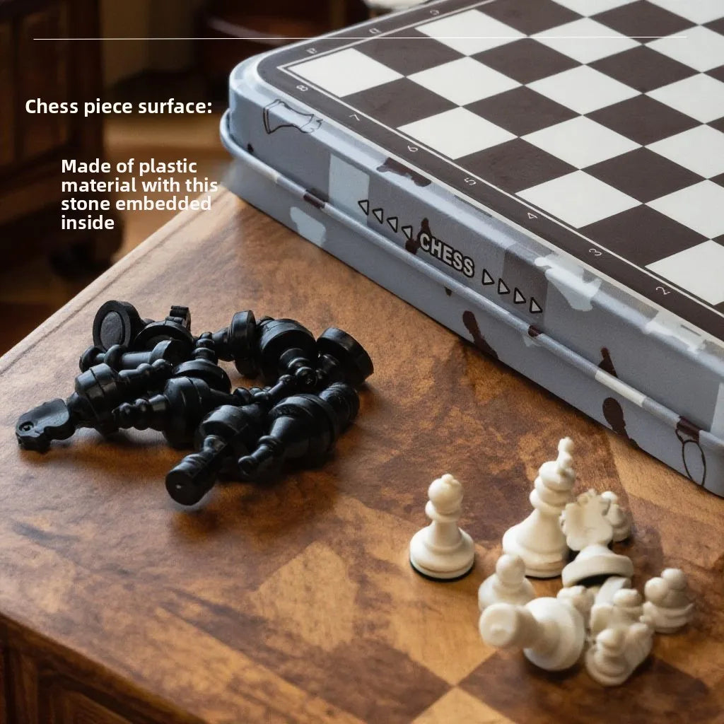 Portable Mini Chess Game Chess Board Game Magnetic Chess Student Entertainment Game for Outdoor Indoor Party Chiritsmas Gifts