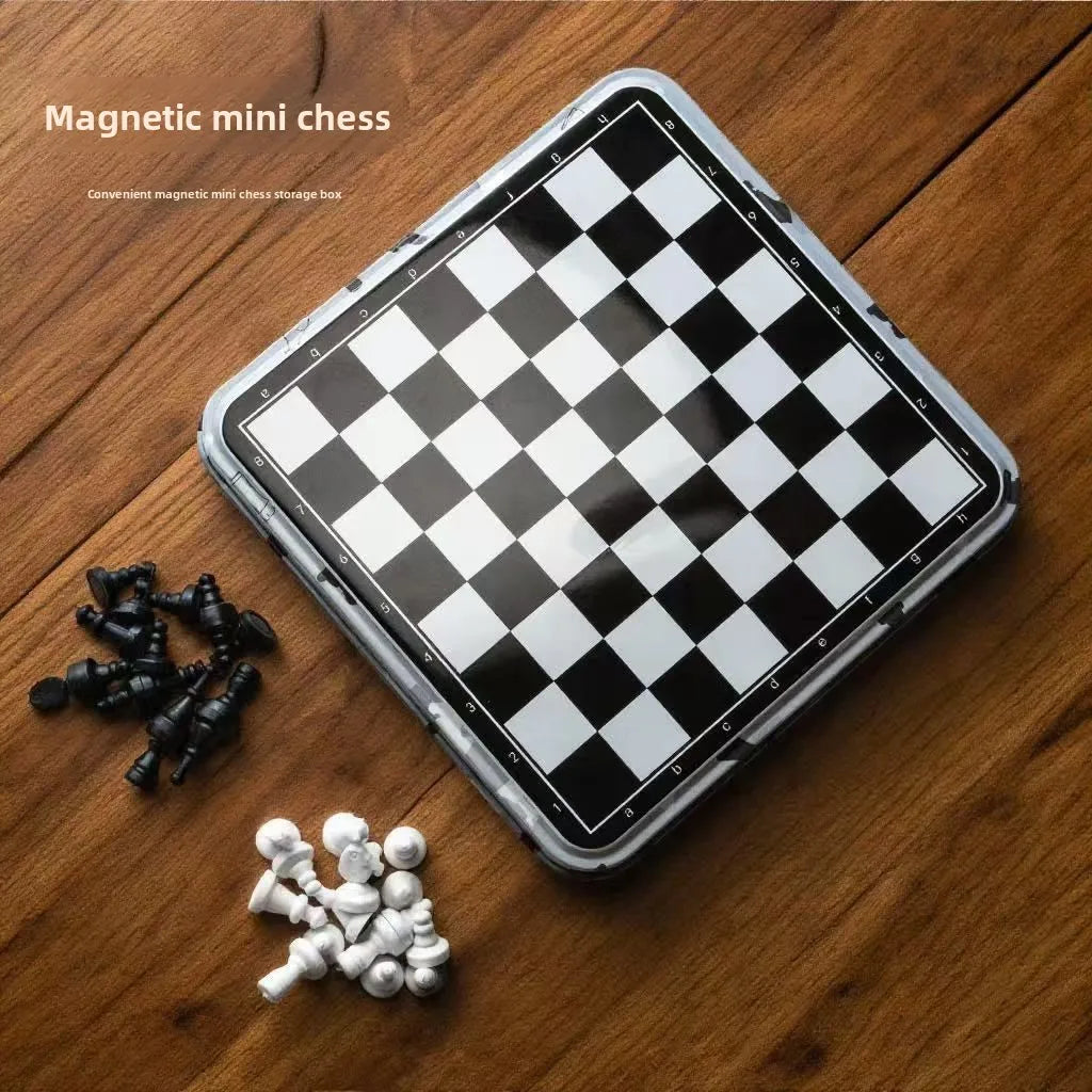 Portable Mini Chess Game Chess Board Game Magnetic Chess Student Entertainment Game for Outdoor Indoor Party Chiritsmas Gifts