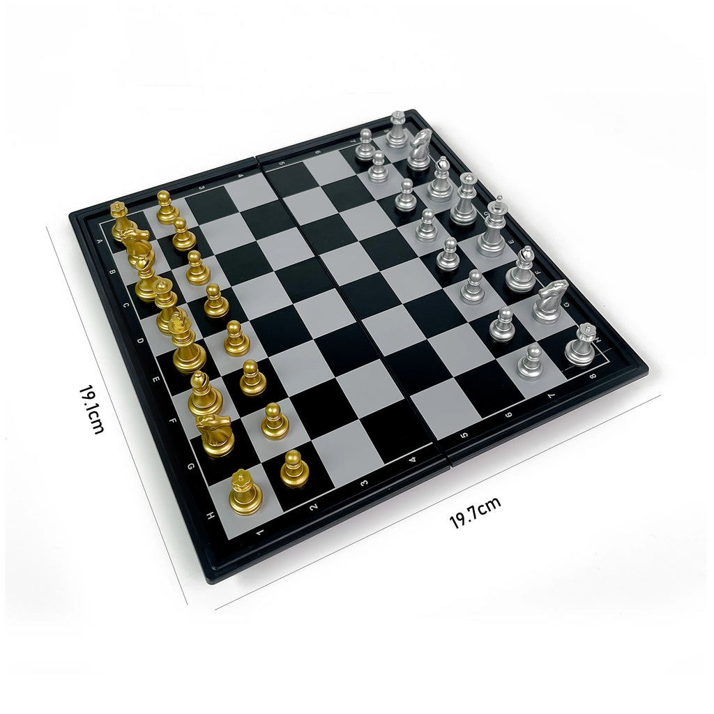Foldable Magnetic Chess Board Game Gold Silver Chess Set Portable Plastic Travel Competition Board Game with Board