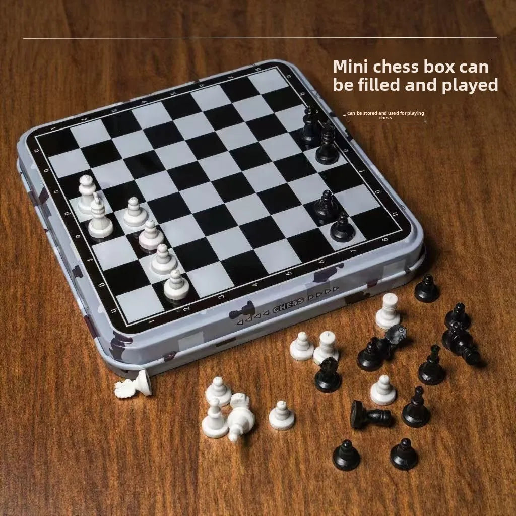 Portable Mini Chess Game Chess Board Game Magnetic Chess Student Entertainment Game for Outdoor Indoor Party Chiritsmas Gifts