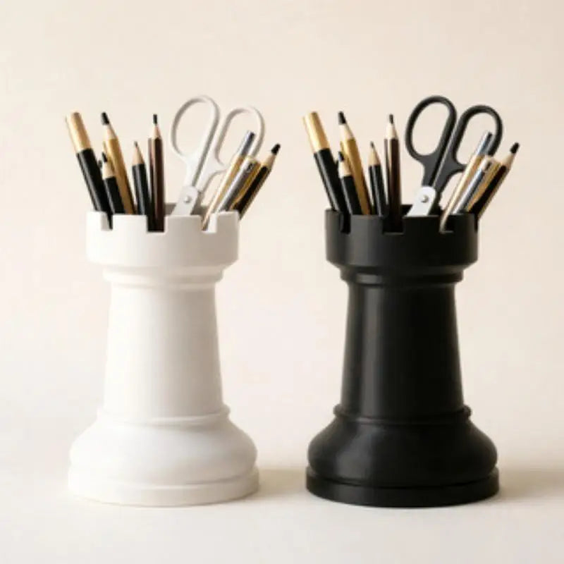 1pc Cute Plastic Chess-Shaped Pen Holder Creative Flower Vase Pencil Storage Box Multi-function Makeup Brush Storage Cup Student