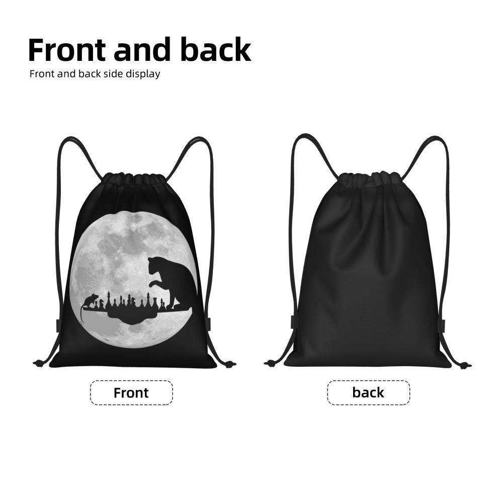 Custom Fashion Chess Drawstring Bags Women Men Lightweight Chessboard Game Sports Gym Storage Backpack