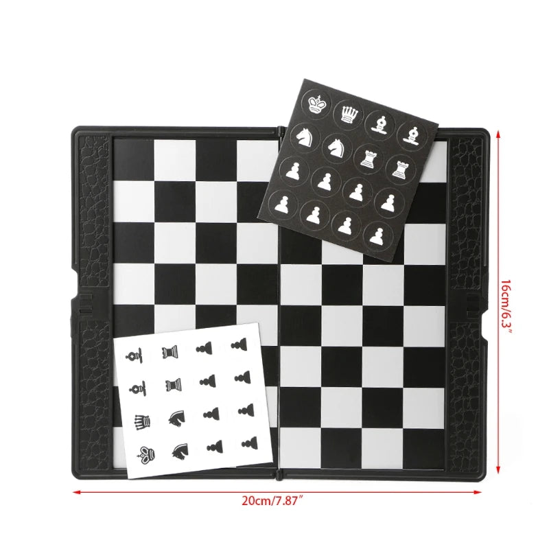 Magnetic Travel Foldable Chess Wallet Set 7.9-Inch Portable Travel Size Pocket International Chess Set Board Checkers  Plane