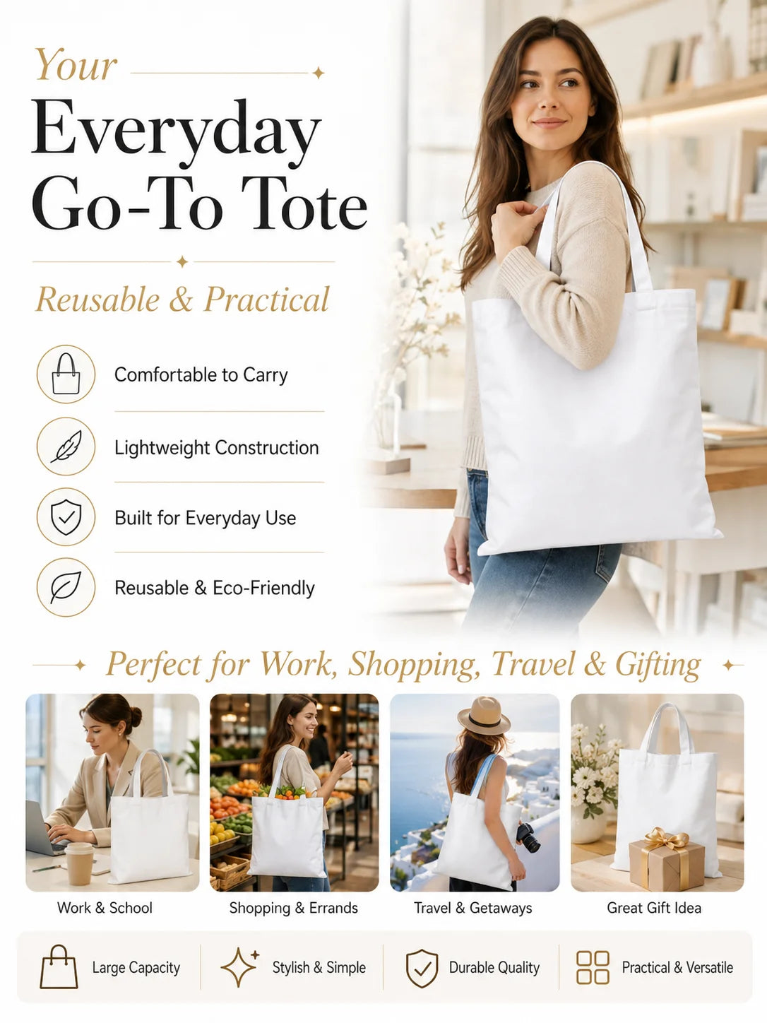 Checkerboard Checkered Board Storage Bags Washable Reversible Shopping Bag with White Handles, for Daily School & Market Use