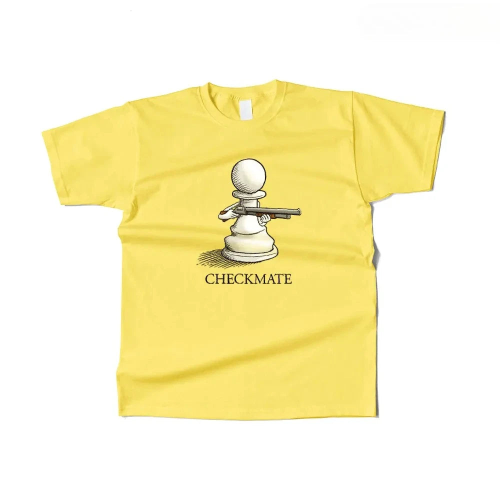 Humorous T-shirt with Chess Pattern, Casual Street Style Women Clothing Fashion Summer Streetwear Graphic T Shirts Personality