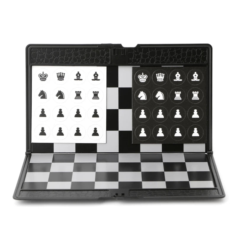 Magnetic Travel Foldable Chess Wallet Set 7.9-Inch Portable Travel Size Pocket International Chess Set Board Checkers  Plane