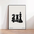 Chess Print, Vintage Chess Poster, Vintage Wall Art Print, Chess Pieces Mid Century Modern Art Decor Gift